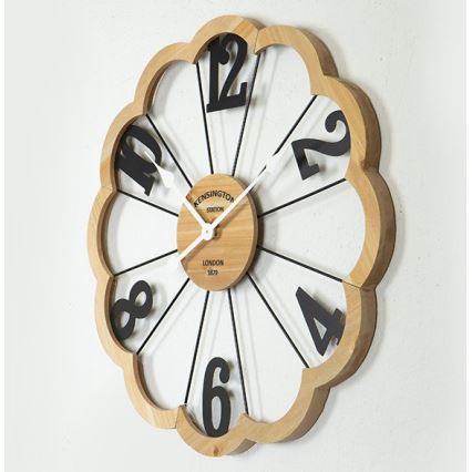 Sieninis laikrodis 1xAA diametras 60 cm smėlio spalva/juoda