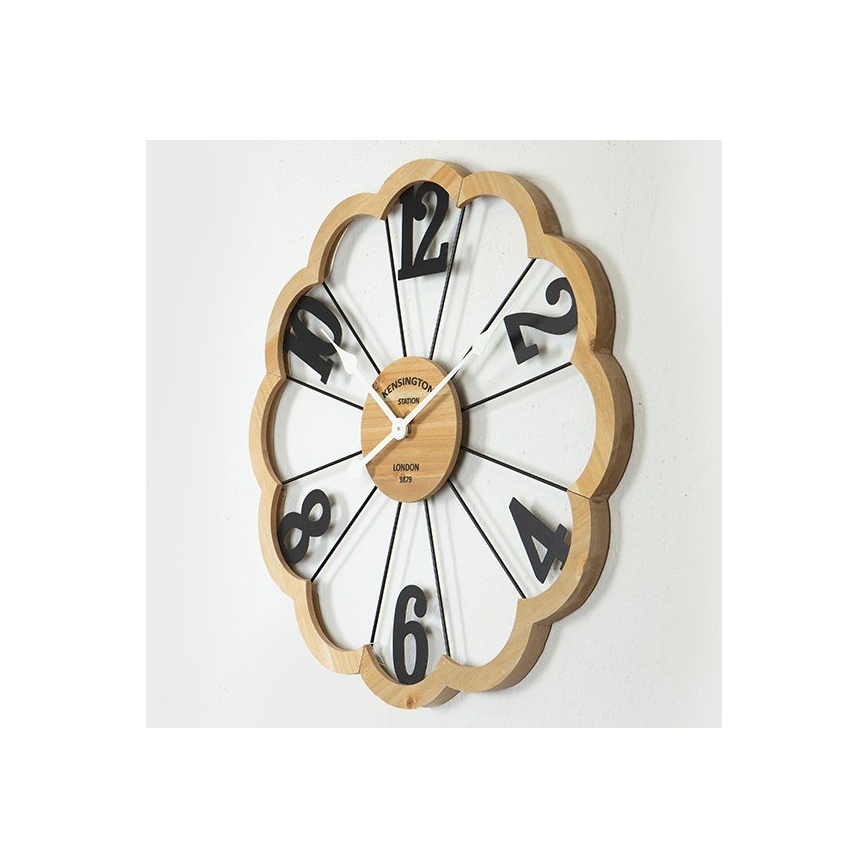 Sieninis laikrodis 1xAA diametras 60 cm smėlio spalva/juoda