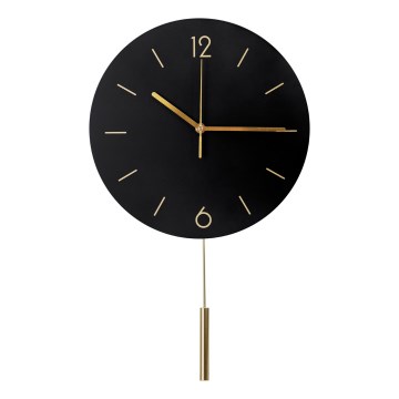 Sieninis laikrodis su svyru pr. 30 cm 1xAA juoda/auksinė