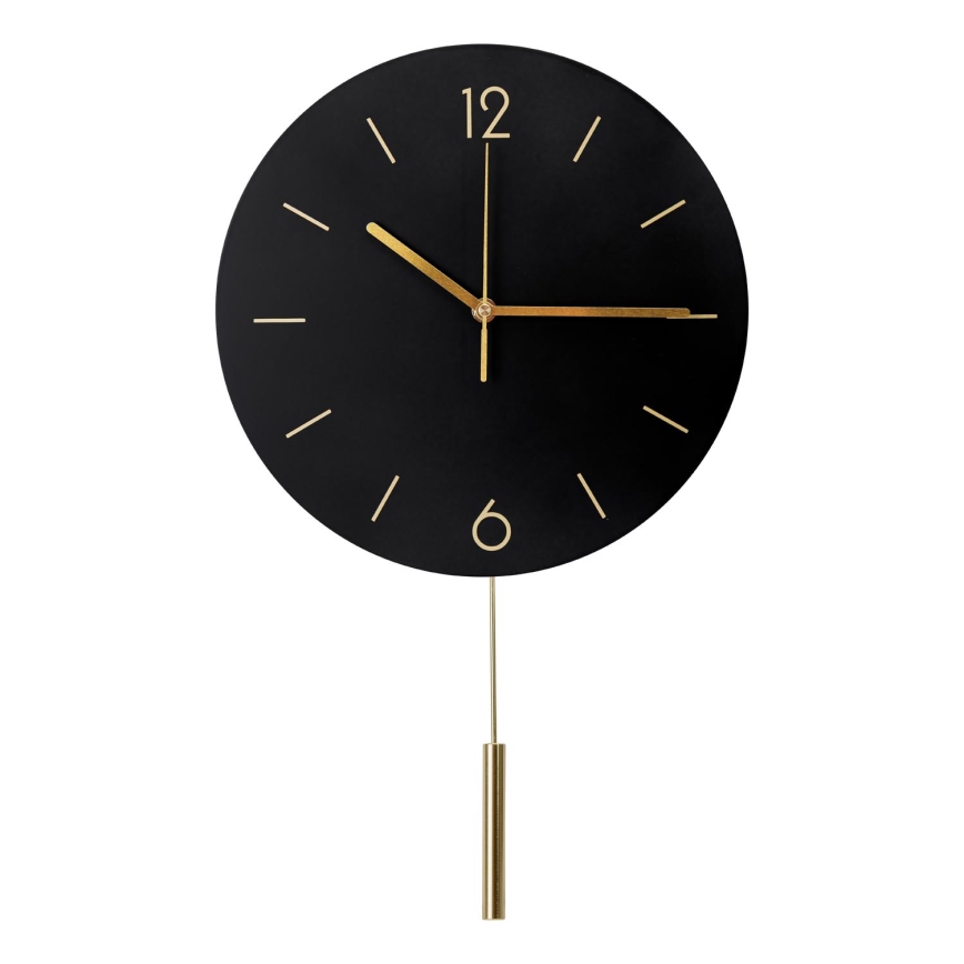 Sieninis laikrodis su svyru pr. 30 cm 1xAA juoda/auksinė
