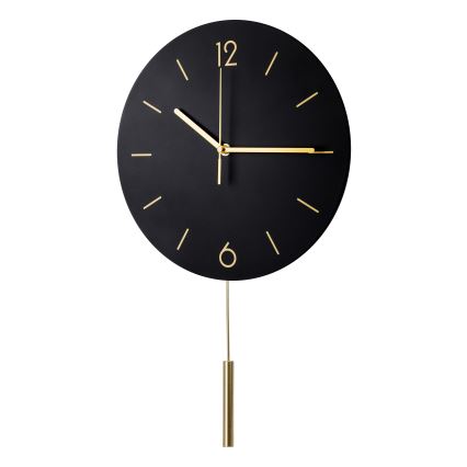 Sieninis laikrodis su svyru pr. 30 cm 1xAA juoda/auksinė