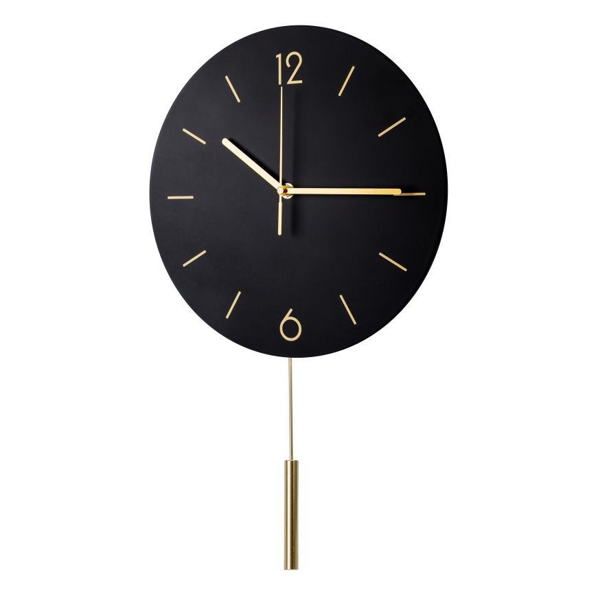 Sieninis laikrodis su svyru pr. 30 cm 1xAA juoda/auksinė
