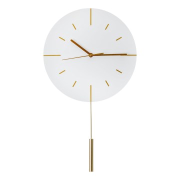 Sieninis laikrodis su švytuokle diametras 30 cm 1xAA balta/auksas