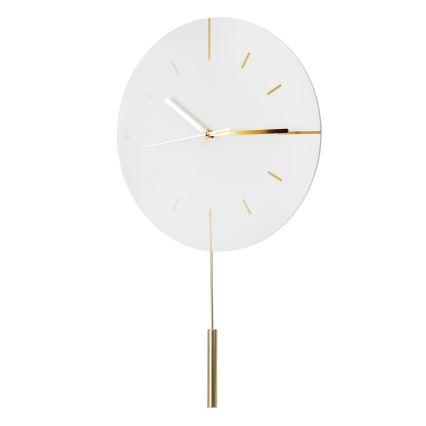 Sieninis laikrodis su švytuokle diametras 30 cm 1xAA balta/auksas