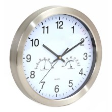 Sieninis laikrodis su termometru ir drėgmės matuokliu 1xAA baltas