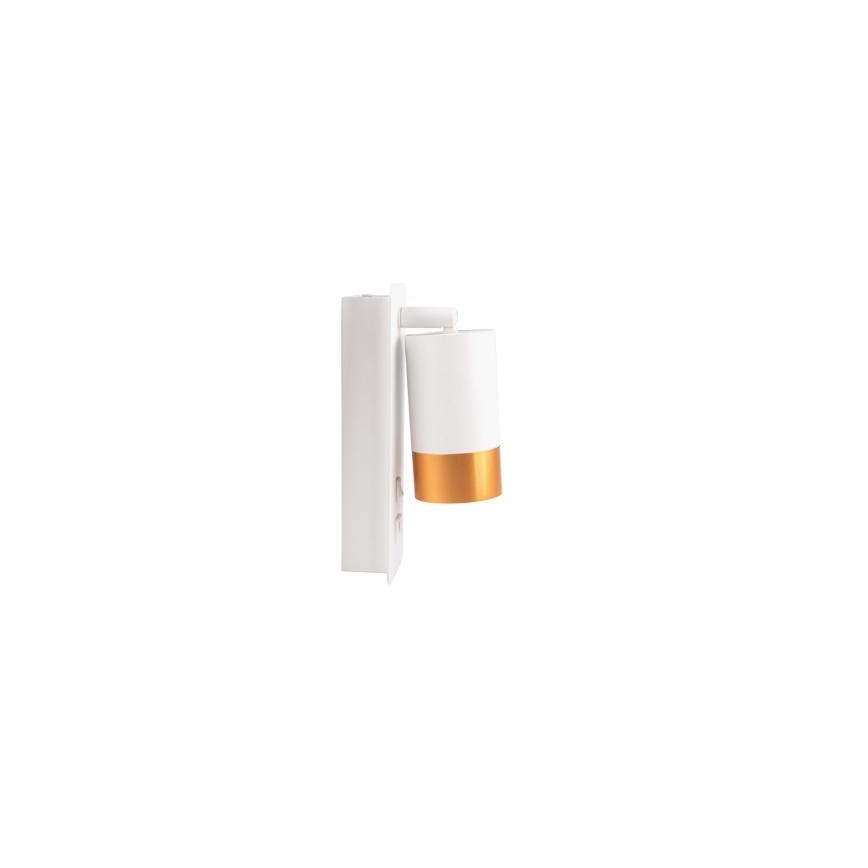 Sieninis prožektorius su USB įkrovikliu 1xGU10/35W/230V baltas/auksinis