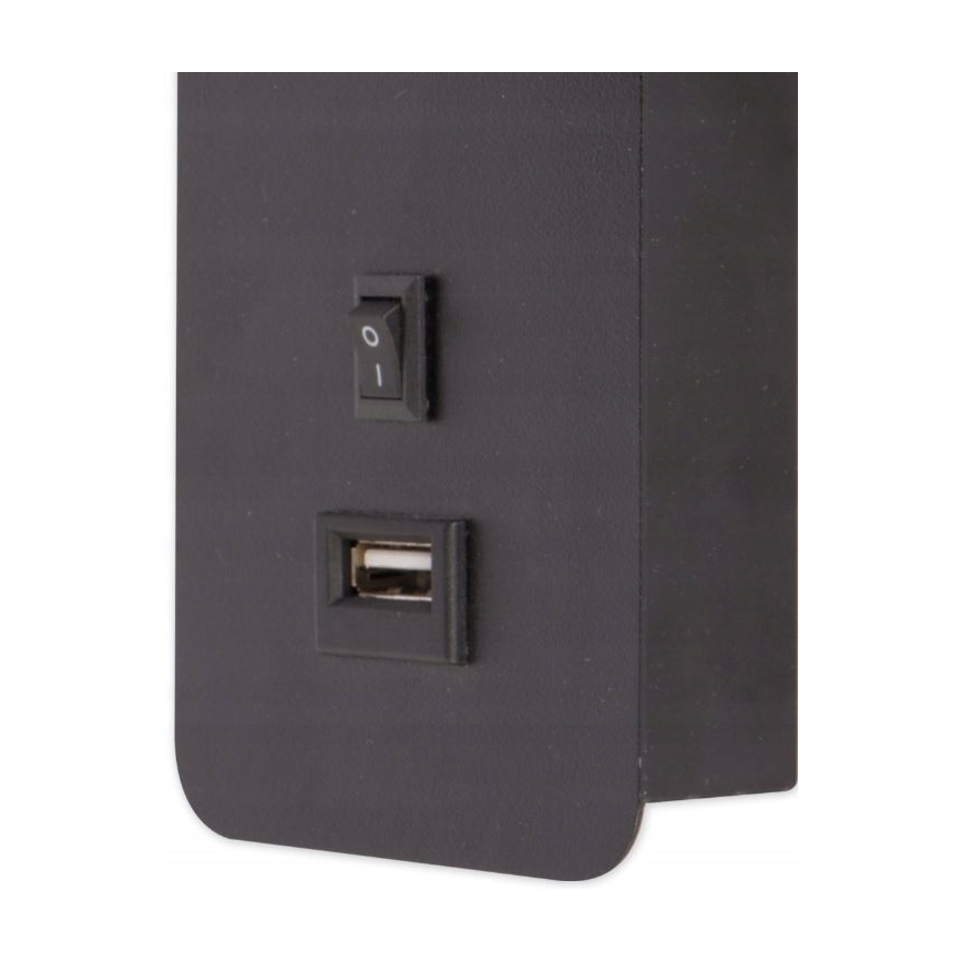 Sieninis prožektorius su USB įkrovikliu 1xGU10/35W/230V juodas
