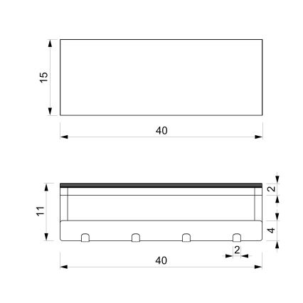 Sieninis rankšluosčių laikiklis su lentyna 10x40 cm juodas
