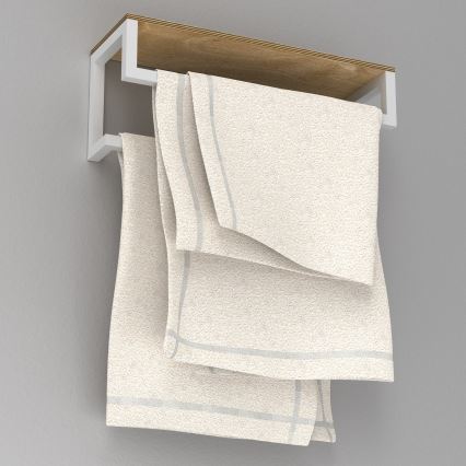 Sieninis rankšluosčių laikiklis su lentyna 14x40 cm baltas