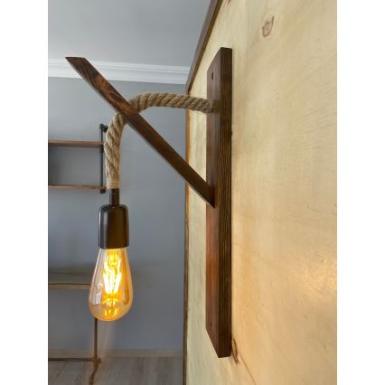 Sieninis šviestuvas AHSAP 1xE27/40W/230V pušis/riešutas