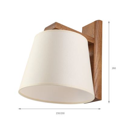 Sieninis šviestuvas AIDA 1xE27/15W/230V ąžuolas/kreminė