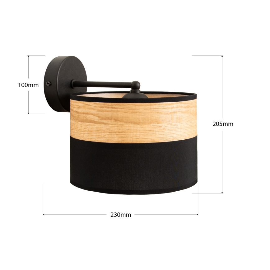 Sieninis šviestuvas ALBA 1xE27/15W/230V juodas/rudas