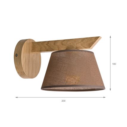 Sieninis šviestuvas ANTONIO 1xE14/40W/230V ąžuolas