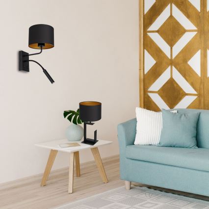 Sieninis šviestuvas ARDEN 1xE27/60W/230V + 1xG9/8W juoda/auksas