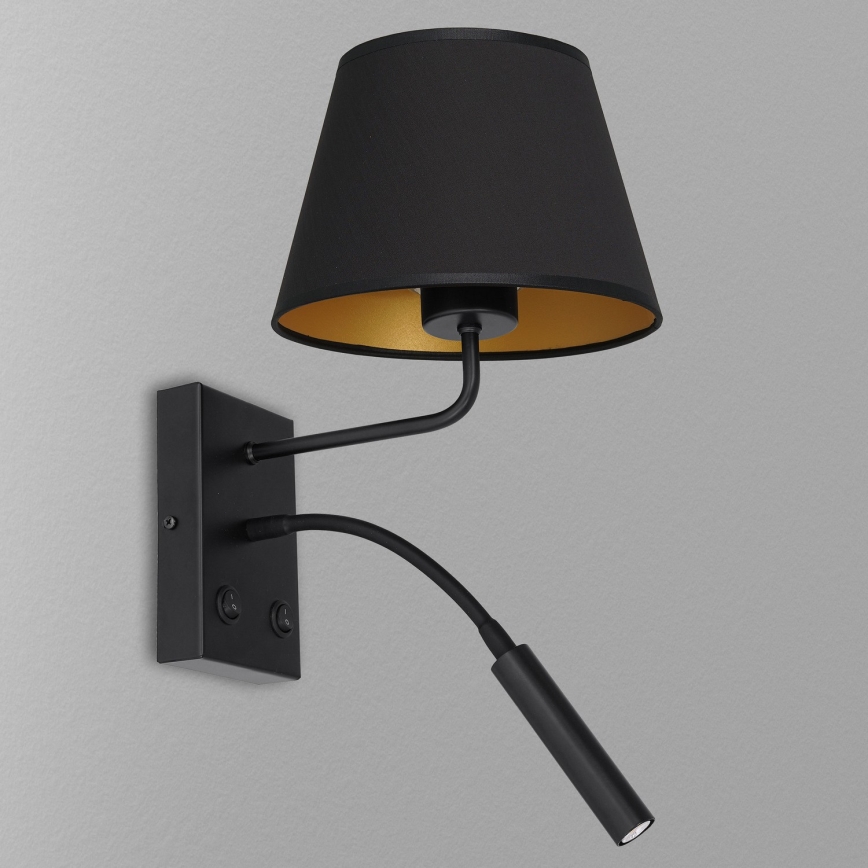 Sieninis šviestuvas ARDEN 1xE27/60W/230V + 1xG9/8W juoda/auksas