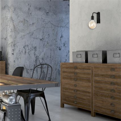 Sieninis šviestuvas ASTRID 1xE27/60W/230V blizgi juoda