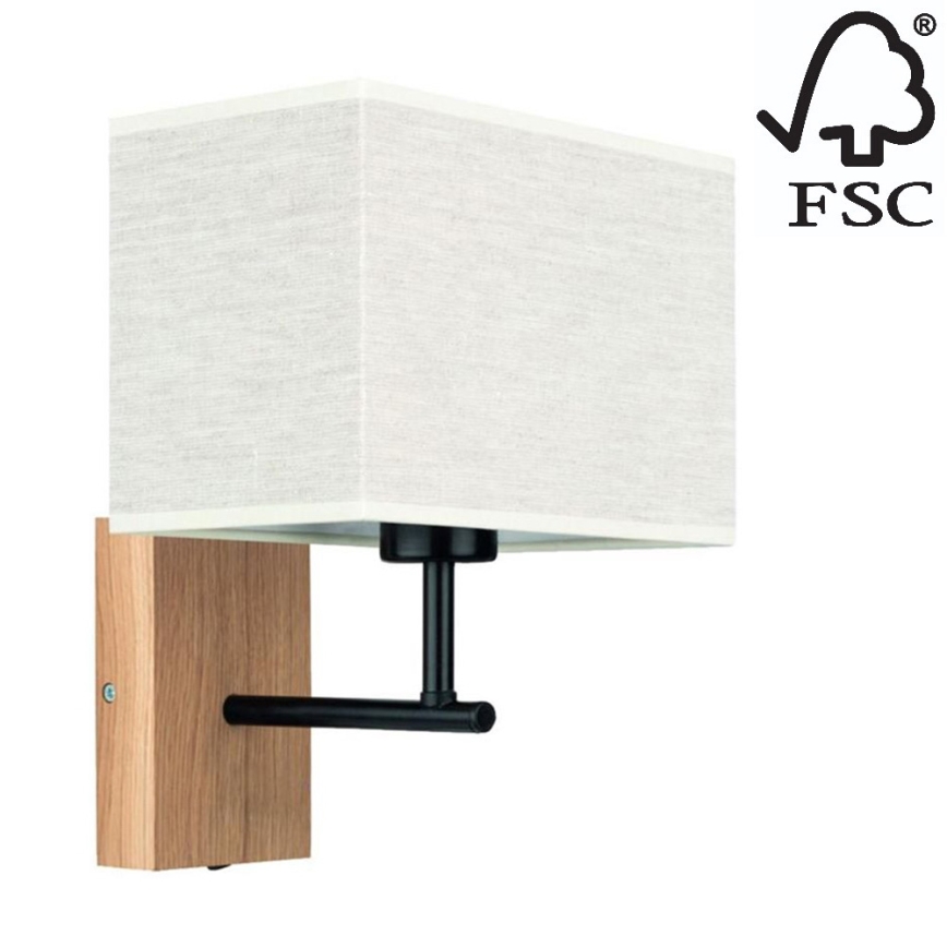 Sieninis šviestuvas BOHO 1xE27/25W/230V ąžuolas – FSC sertifikuota