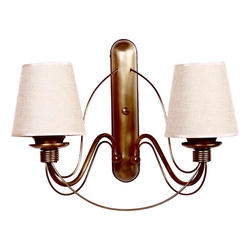 Sieninis šviestuvas CLASSIC 2xE27/40W/230V bronzinis/smėlinis