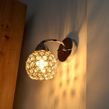 Sieninis šviestuvas DORIS 1xE27/15W/230V blizgus chromas/permatoma