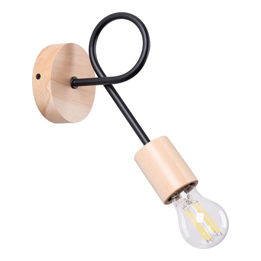 Sieninis šviestuvas EMBER 1xE27/15W/230V juoda/smėlio spalva/bukas
