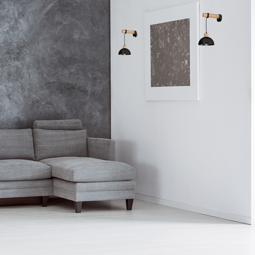 Sieninis šviestuvas ERIK 1xE27/60W/230V smėlio spalva/juoda