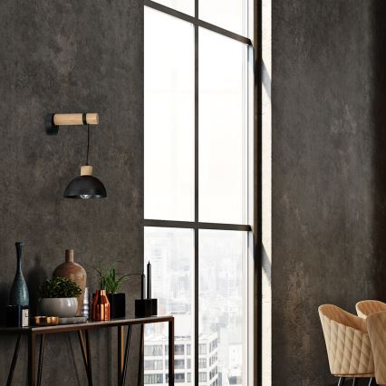 Sieninis šviestuvas ERIK 1xE27/60W/230V smėlio spalva/juoda