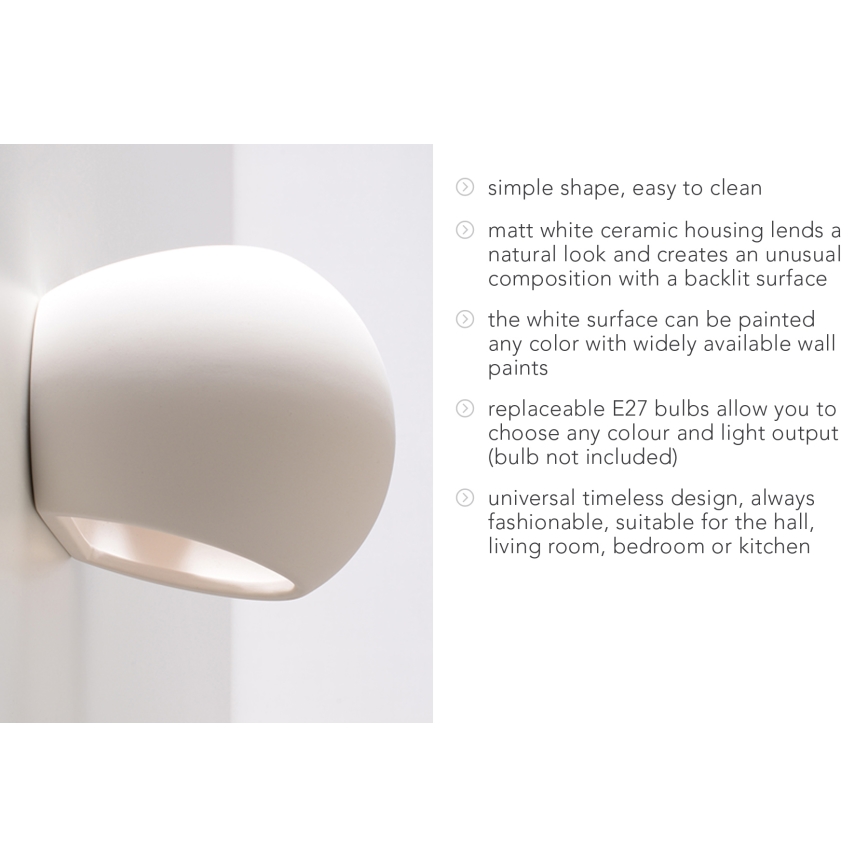Sieninis šviestuvas GLOBE 1xE27/60W/230V baltas
