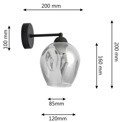 Sieninis šviestuvas LILI 1xE27/15W/230V juoda/pilka