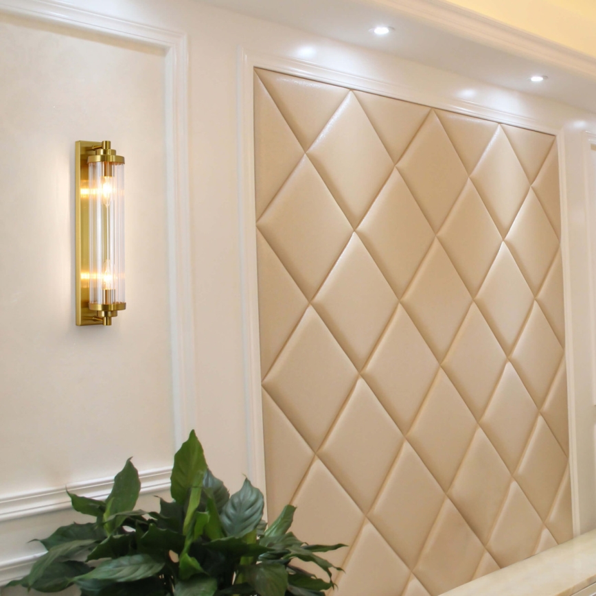 Sieninis šviestuvas LORENZO 2xE14/40W/230V auksinis