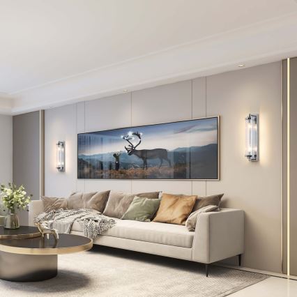 Sieninis šviestuvas LORENZO 2xE14/40W/230V blizgus chromas