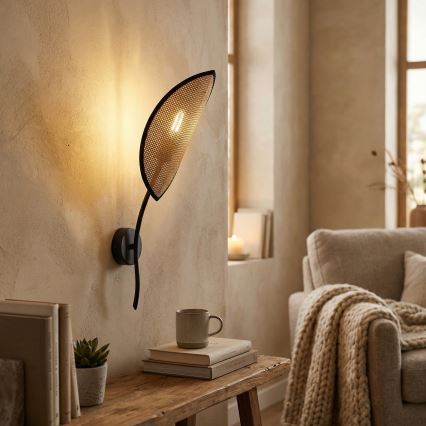 Sieninis šviestuvas LOTUS 1xE14/10W/230V juoda/smėlio spalva