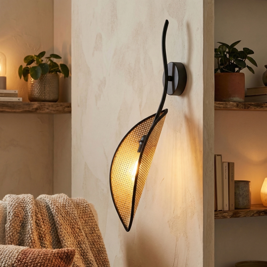 Sieninis šviestuvas LOTUS 1xE14/10W/230V juoda/smėlio spalva