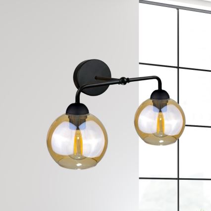 Sieninis šviestuvas MELLE BLACK 2xE27/60W/230V