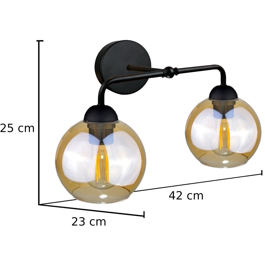 Sieninis šviestuvas MELLE BLACK 2xE27/60W/230V