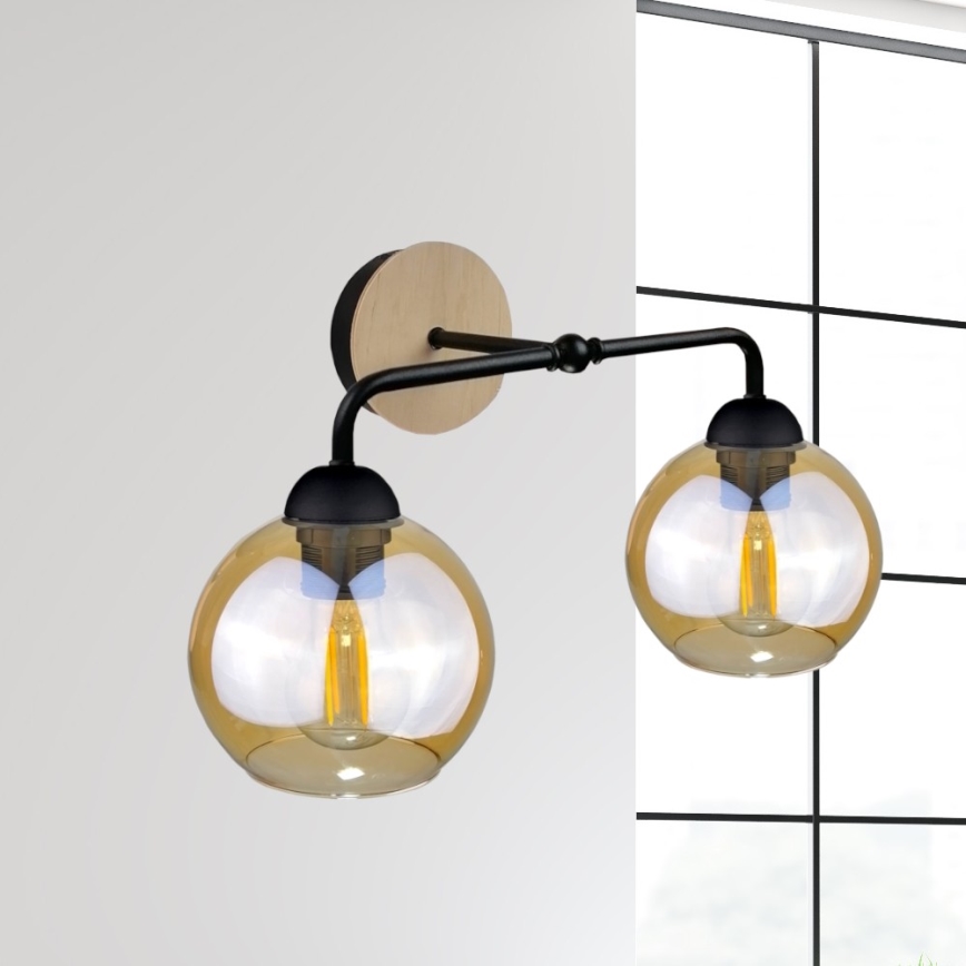 Sieninis šviestuvas MELLE WOOD 2xE27/60W/230V