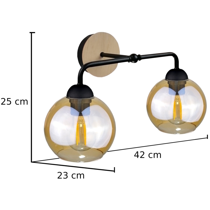 Sieninis šviestuvas MELLE WOOD 2xE27/60W/230V