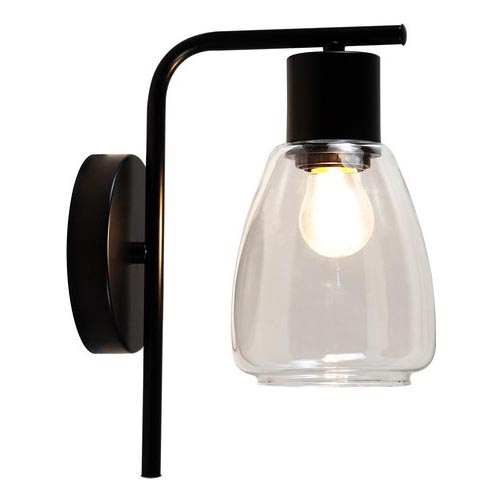 Sieninis šviestuvas MOLDO 1xE27/40W/230V juoda/permatoma
