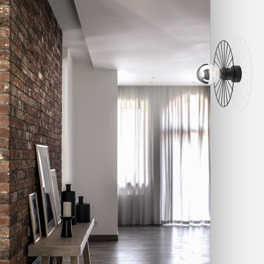 Sieninis šviestuvas MONTANA 1xE27/15W/230V diametras 30 cm juoda
