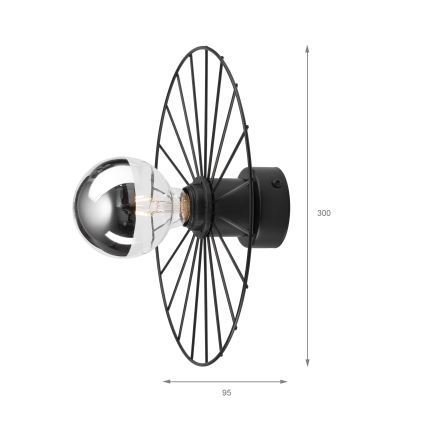 Sieninis šviestuvas MONTANA 1xE27/15W/230V diametras 30 cm juoda