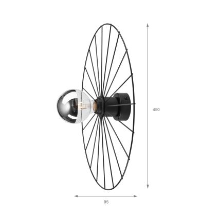 Sieninis šviestuvas MONTANA 1xE27/15W/230V diametras 45 cm juoda