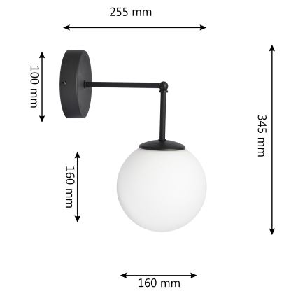 Sieninis šviestuvas MOON 1xE27/15W/230V juoda