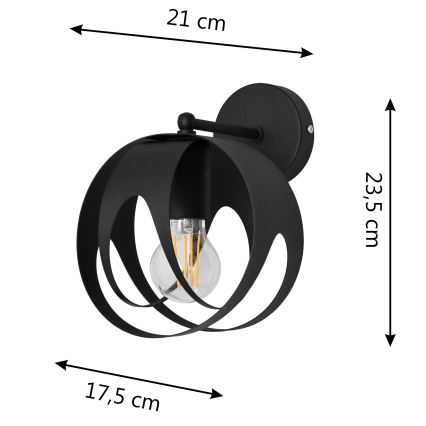 Sieninis šviestuvas MOONLIGHT 1xE27/15W/230V juodas