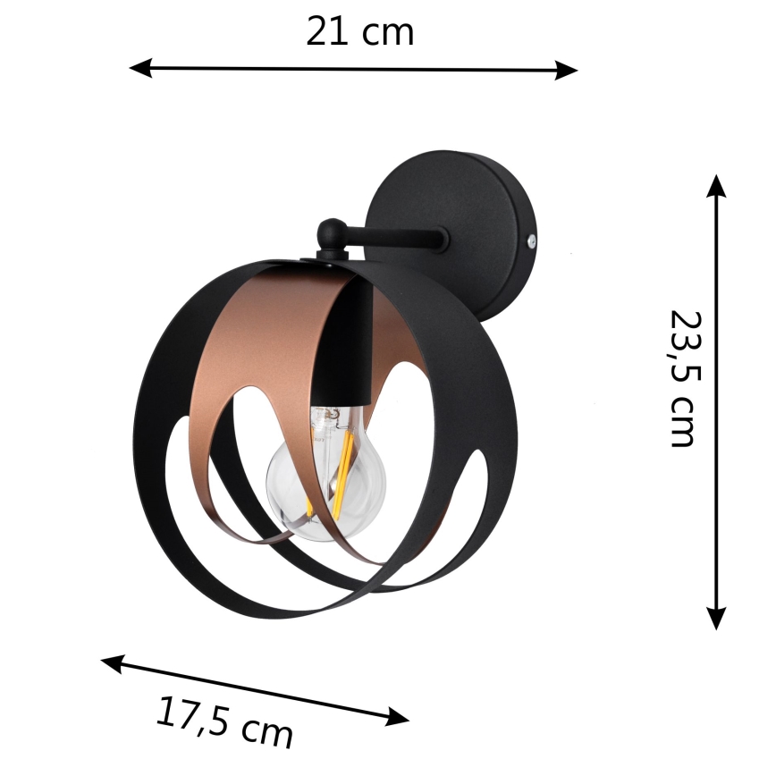 Sieninis šviestuvas MOONLIGHT 1xE27/15W/230V juodas/varinis