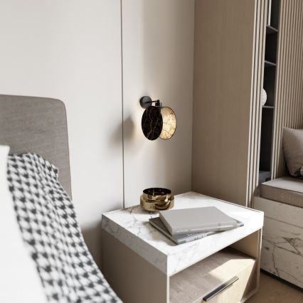 Sieninis šviestuvas MOTIF 1xE27/15W/230V juoda/auksas