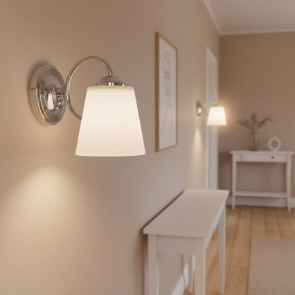 Sieninis šviestuvas PAFOS 1xE27/15W/230V blizgus chromas