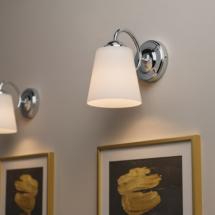 Sieninis šviestuvas PAFOS 1xE27/15W/230V blizgus chromas