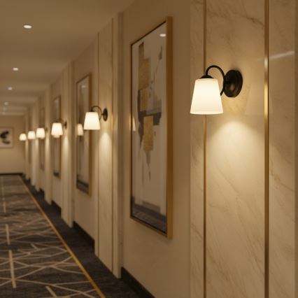 Sieninis šviestuvas PAFOS 1xE27/15W/230V juodas