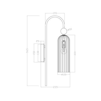 Sieninis šviestuvas PIEGA 1xE14/40W/230V žalvaris/dūminė juoda