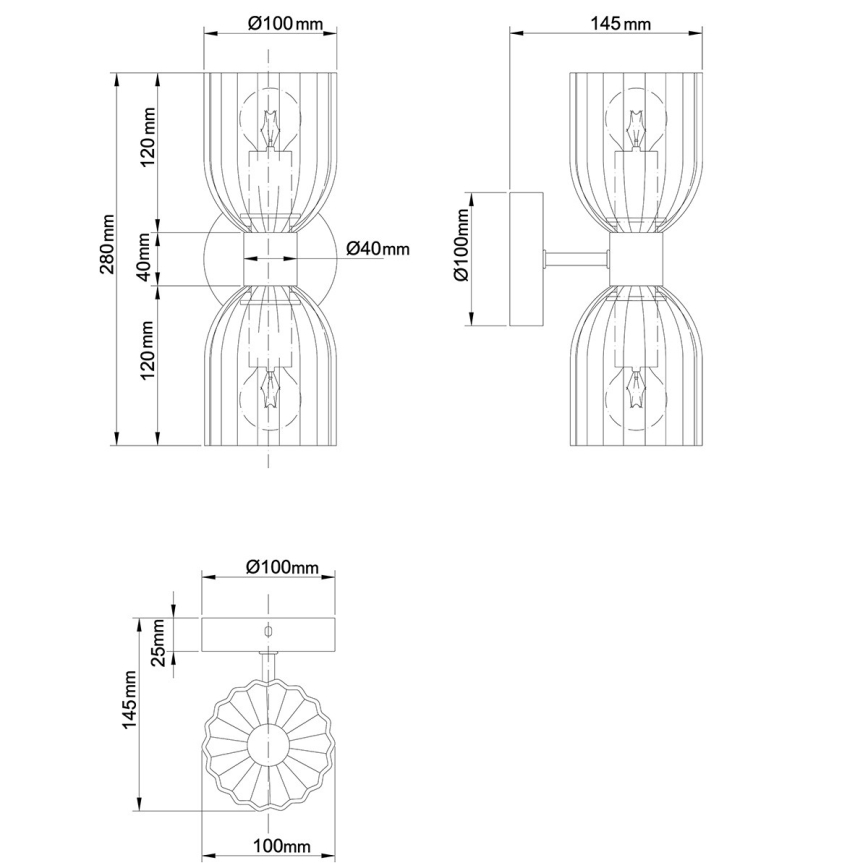 Sieninis šviestuvas PIEGA 2xE14/10W/230V žalvaris/balta