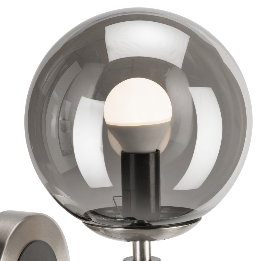 Sieninis šviestuvas ROLLO 1xE14/5W/230V matinis chromas/dūminis